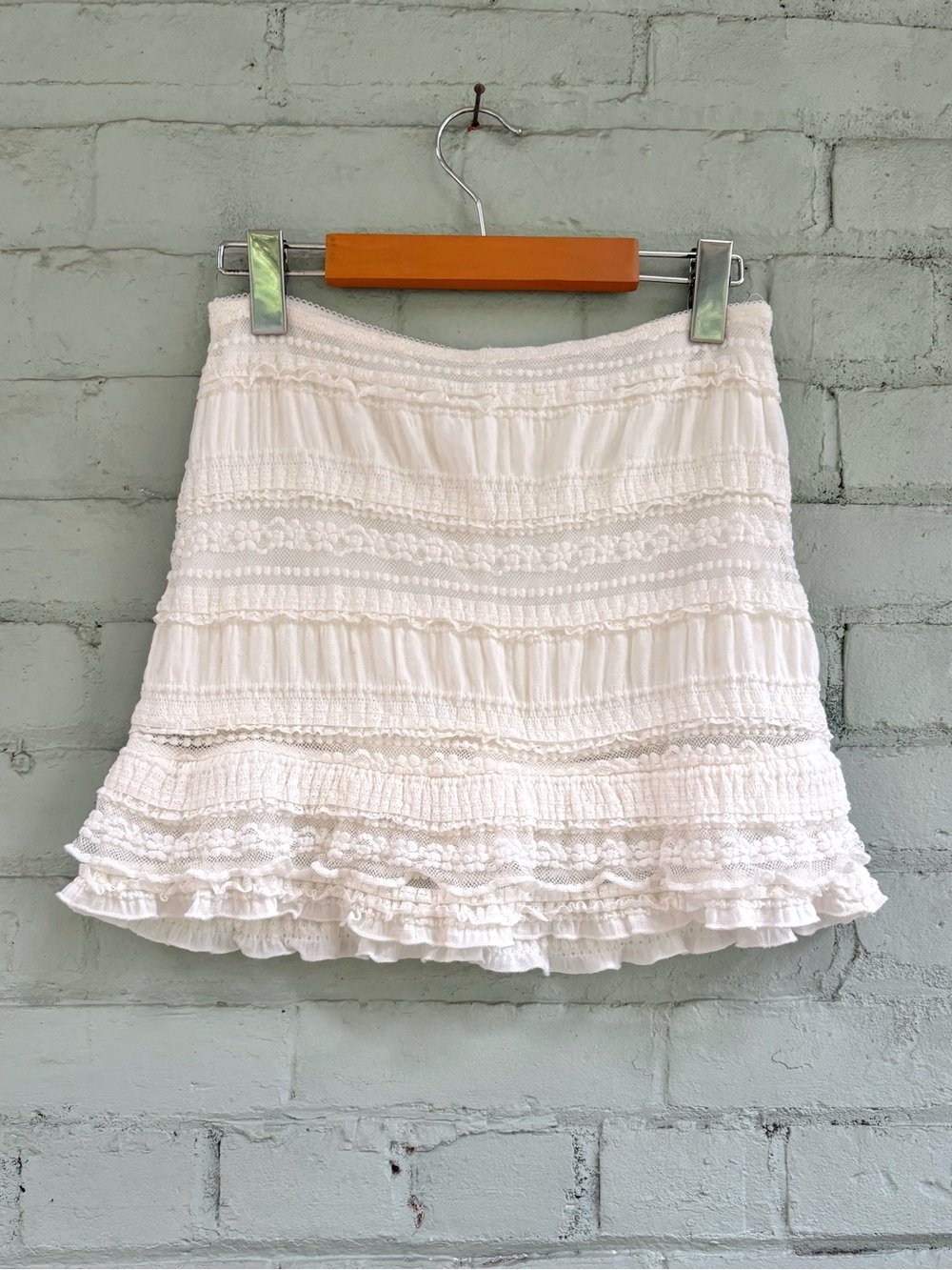 White Ruffled Mini Skirt - Picture 6 of 9